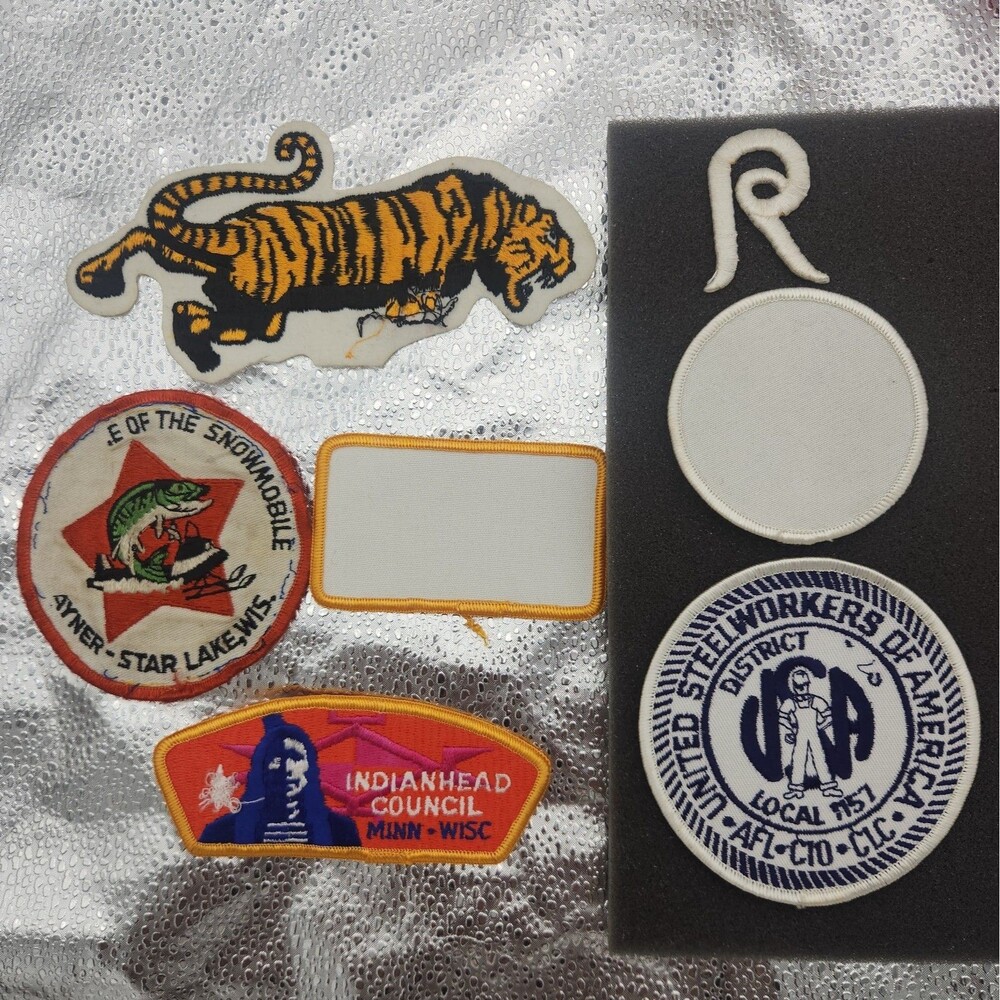 Patch Blank And Missing Stiching 7 Total Embroidered Sew On Iron 1970's Vintage